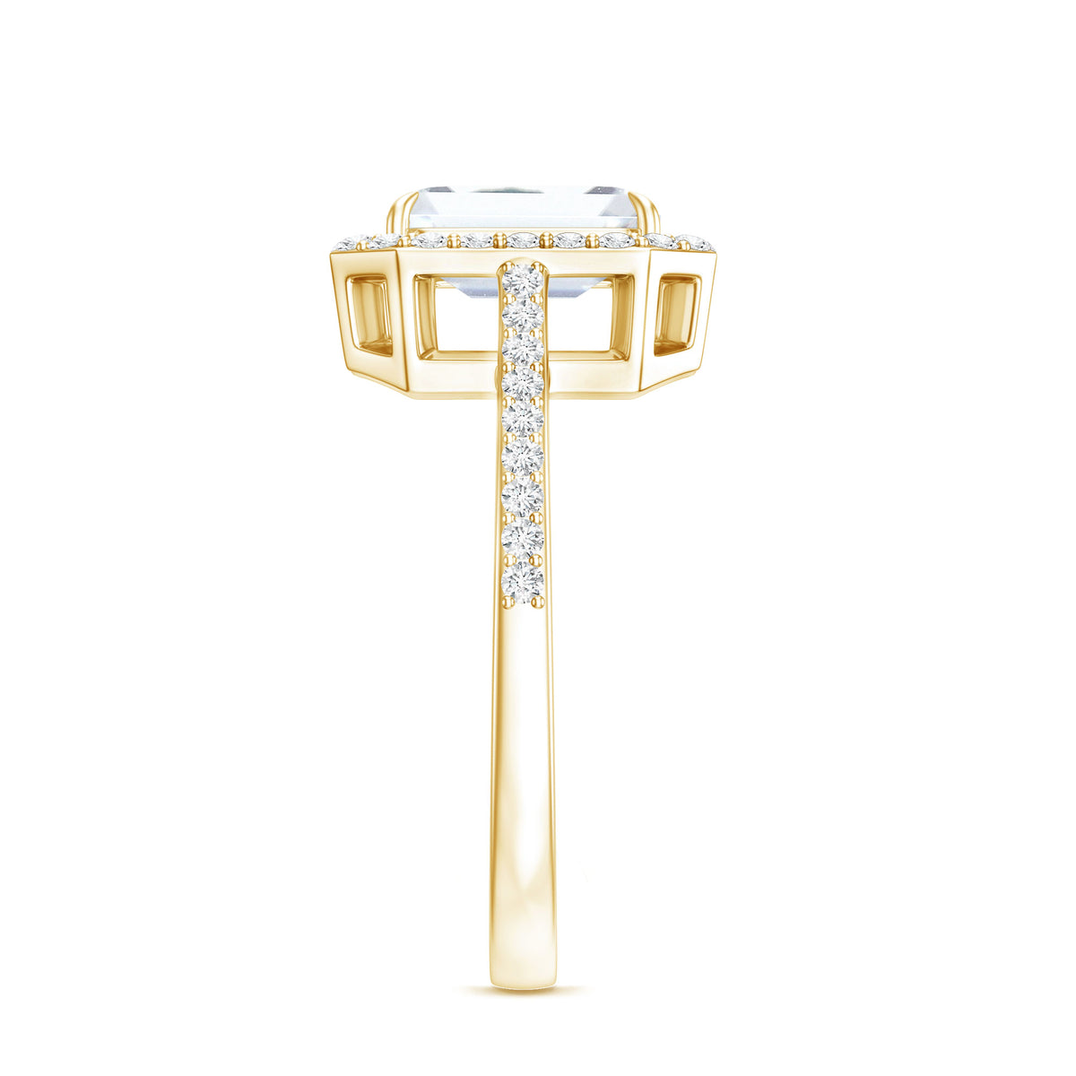 Rosec Jewels-Lab Grown 2 Carat Diamond Emerald Cut Halo Engagement Ring with IGI Certificate