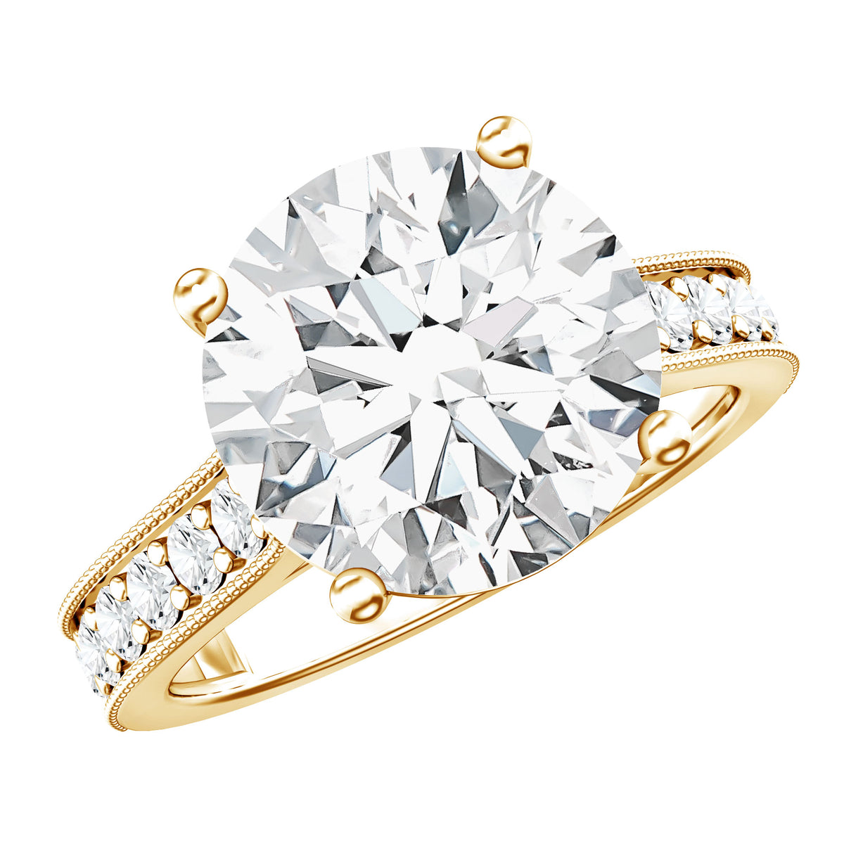 Rosec Jewels-5 Carat Lab Grown Diamond Cathedral Engagement Ring with IGI Certificate