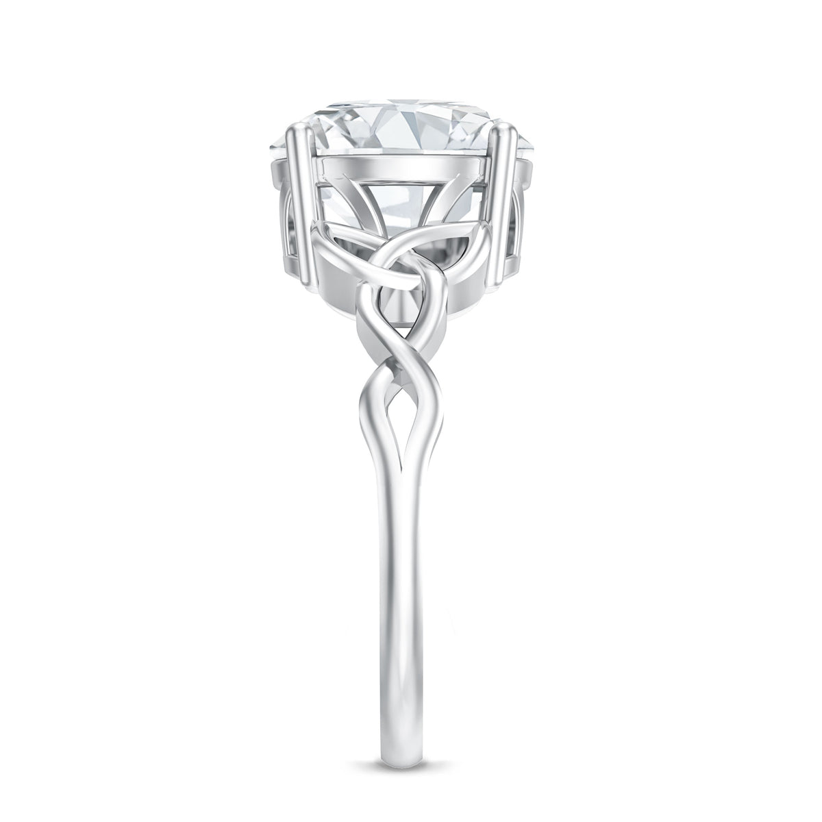 4 Carat Solitaire Lab Grown Diamond Celtic Knot Engagement Ring with IGI Certificate Lab - ( E-VS1 ) - Rosec Jewels