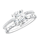 2 Carat Round Lab Grown Diamond Double Band Engagement Ring IGI Certified Lab - ( E-VS1 ) - Rosec Jewels