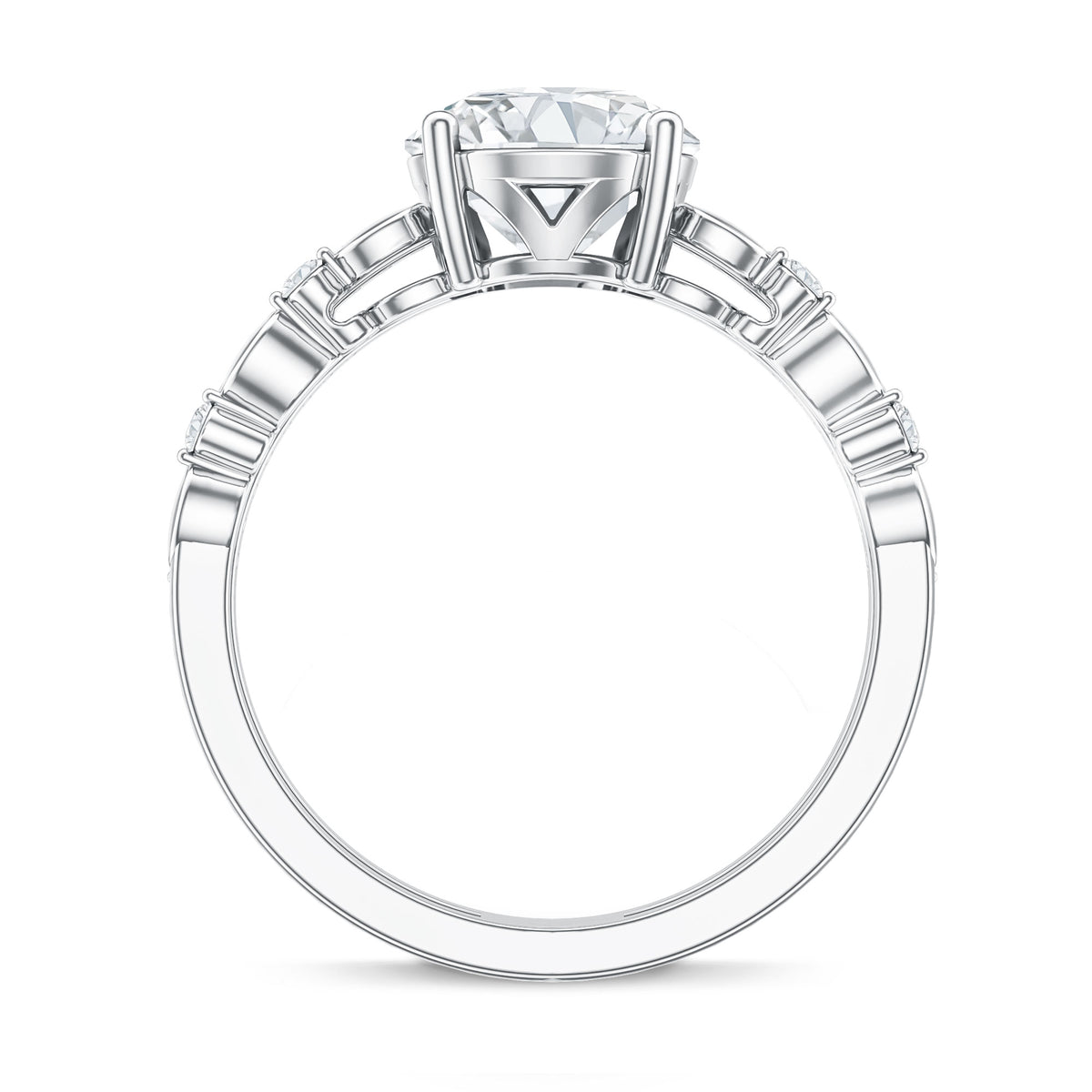 2 Carat Round Lab Grown Diamond Double Band Engagement Ring IGI Certified Lab - ( E-VS1 ) - Rosec Jewels