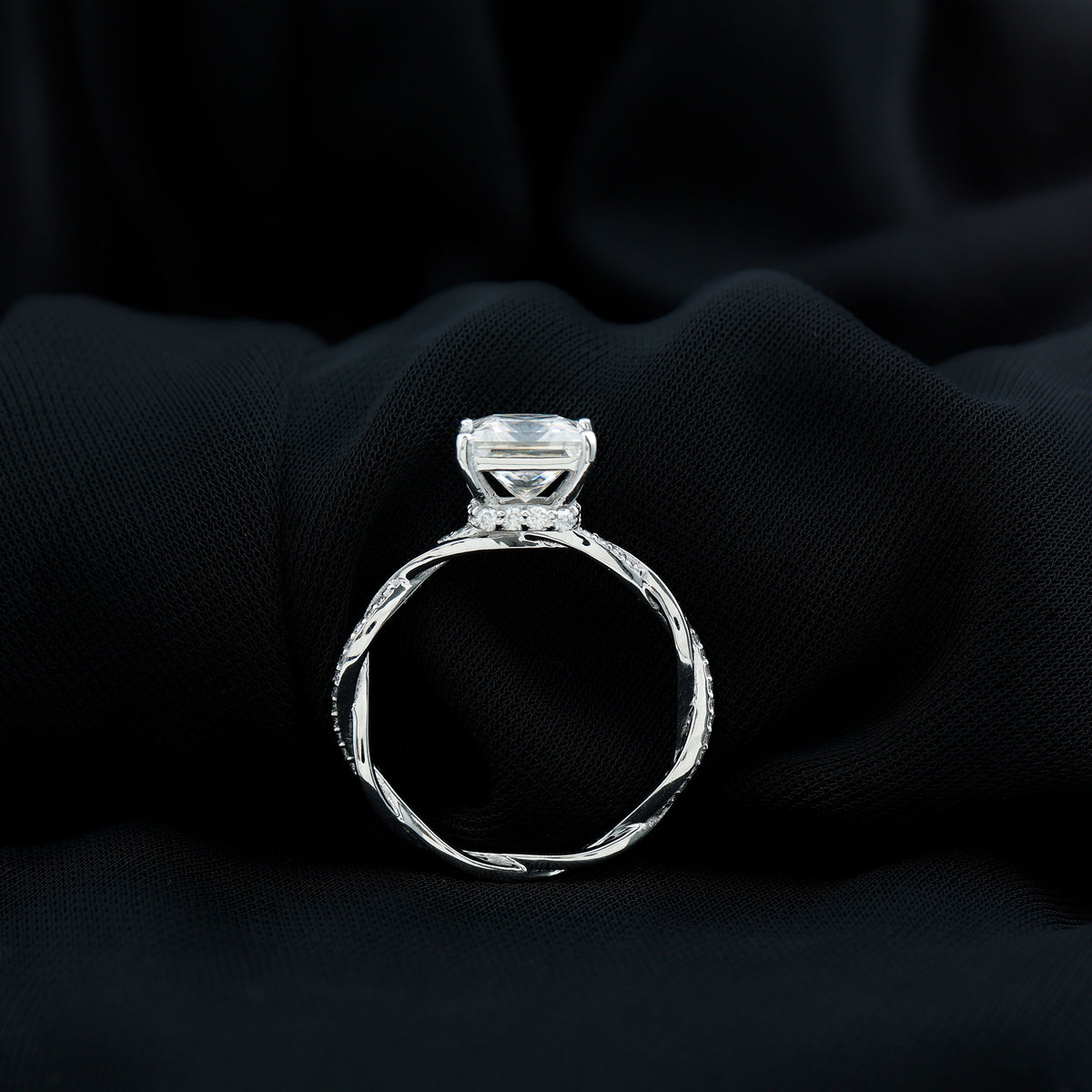 Rosec Jewels-IGI Documented 4 Carat Princess Cut Lab Diamond Crossover Engagement Ring