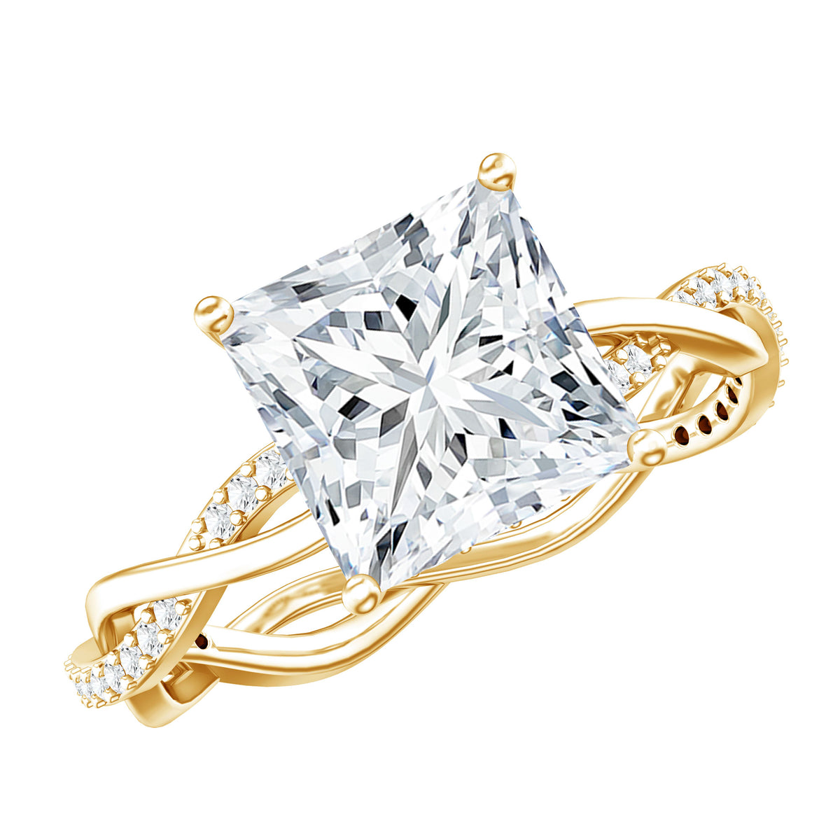 Rosec Jewels-IGI Documented 4 Carat Princess Cut Lab Diamond Crossover Engagement Ring