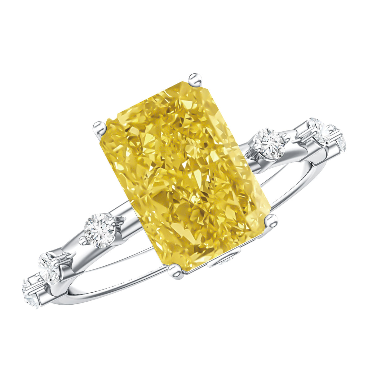 Rosec Jewels-IGI Certified 3 Carat Lab Grown Vivid Yellow Diamond Engagement Ring