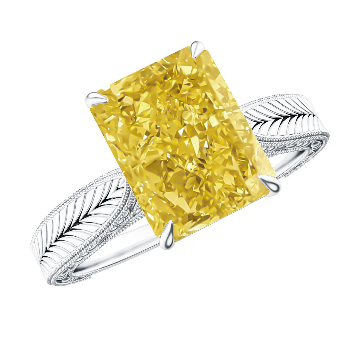 Rosec Jewels-IGI Certified 3 Carat Lab Grown Yellow Diamond Vintage Engagement Ring for Her