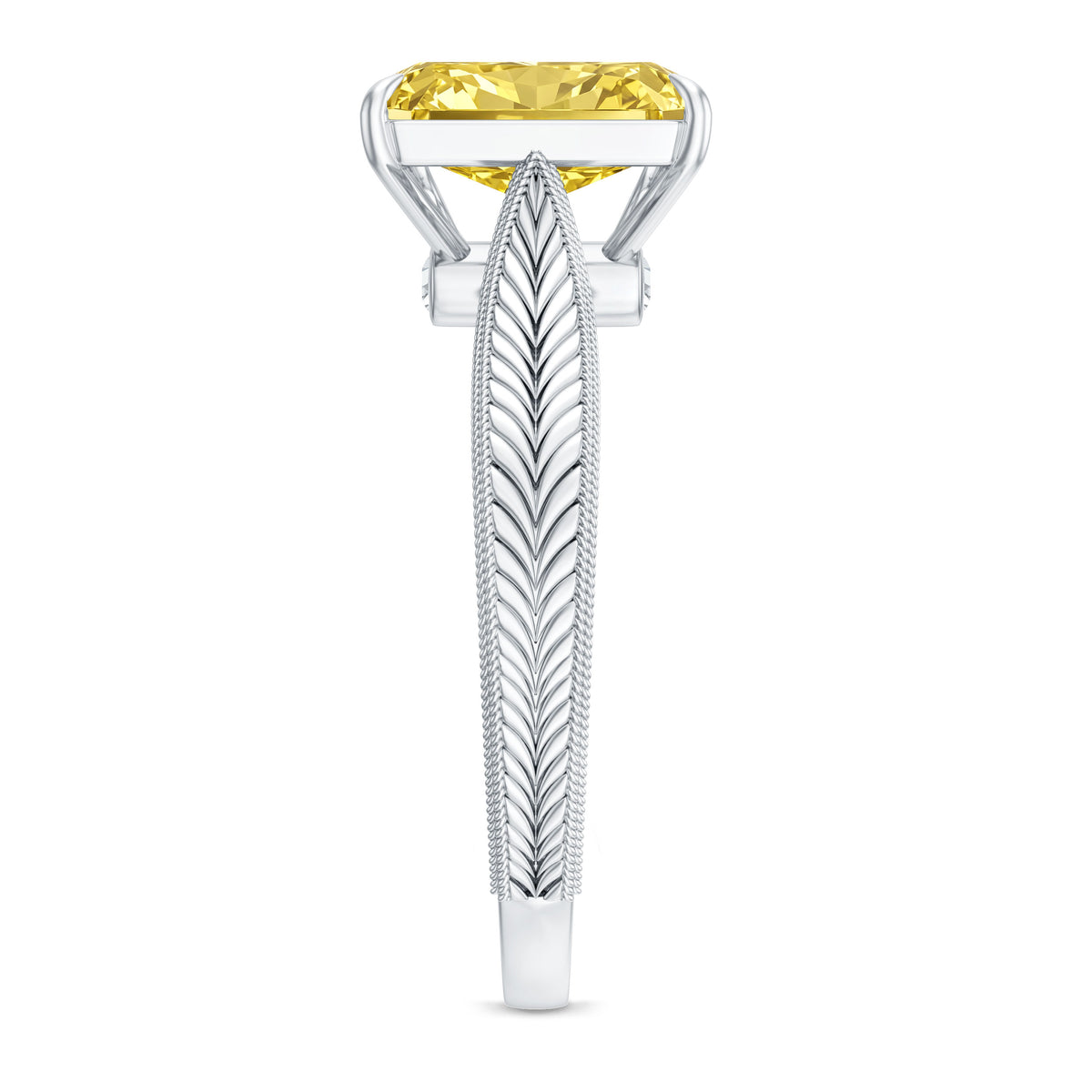 Rosec Jewels-IGI Certified 3 Carat Lab Grown Yellow Diamond Vintage Engagement Ring for Her