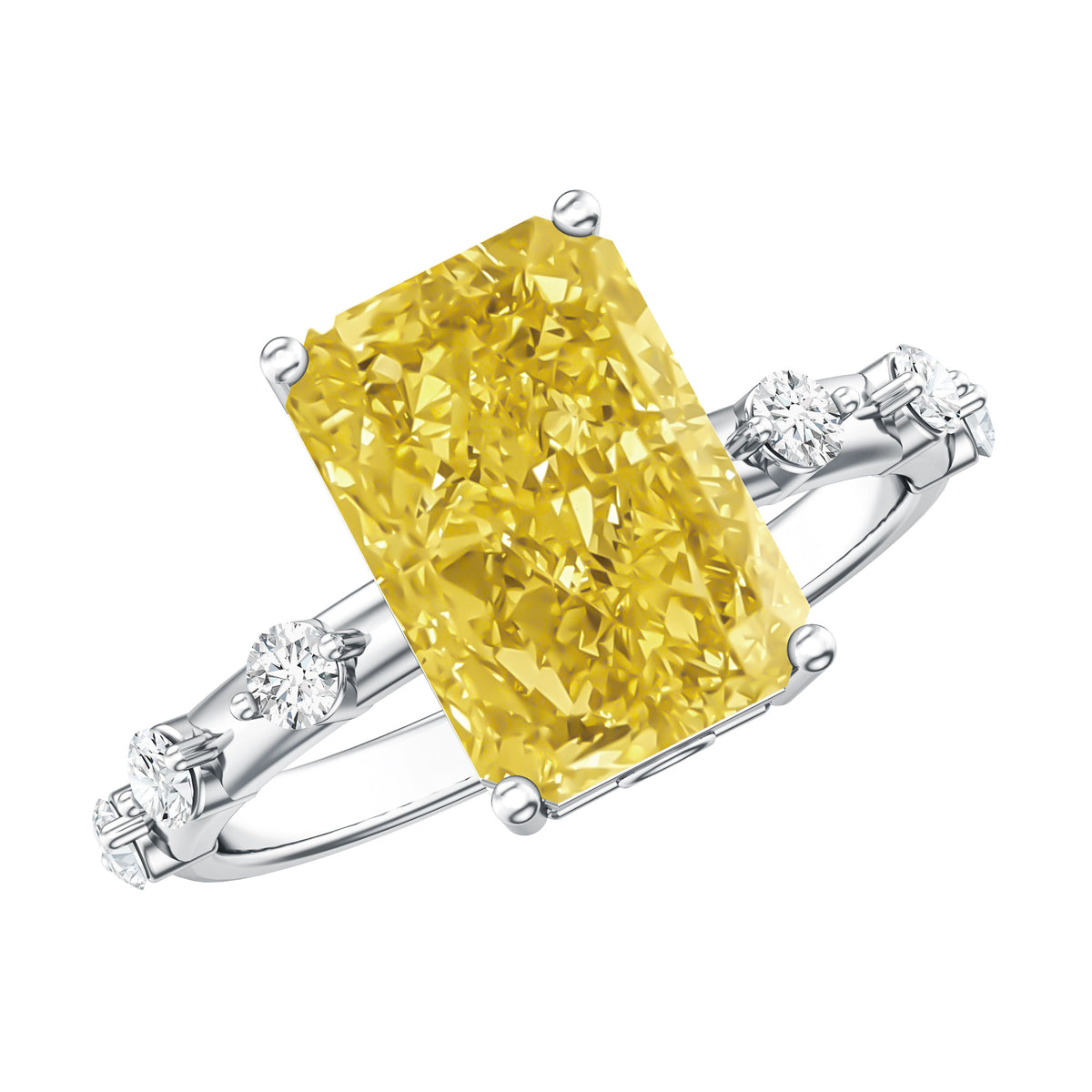 Rosec Jewels-Radiant Cut Lab Grown Yellow Diamond 4 Carat Engagement Ring IGI Certified