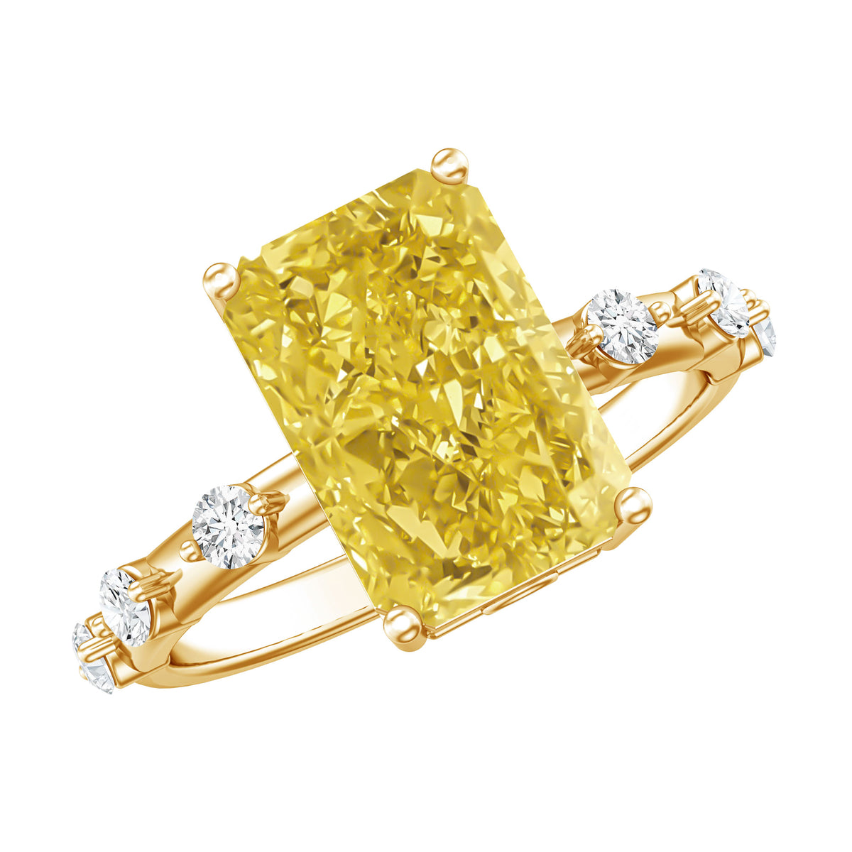 Rosec Jewels-Radiant Cut Lab Grown Yellow Diamond 4 Carat Engagement Ring IGI Certified