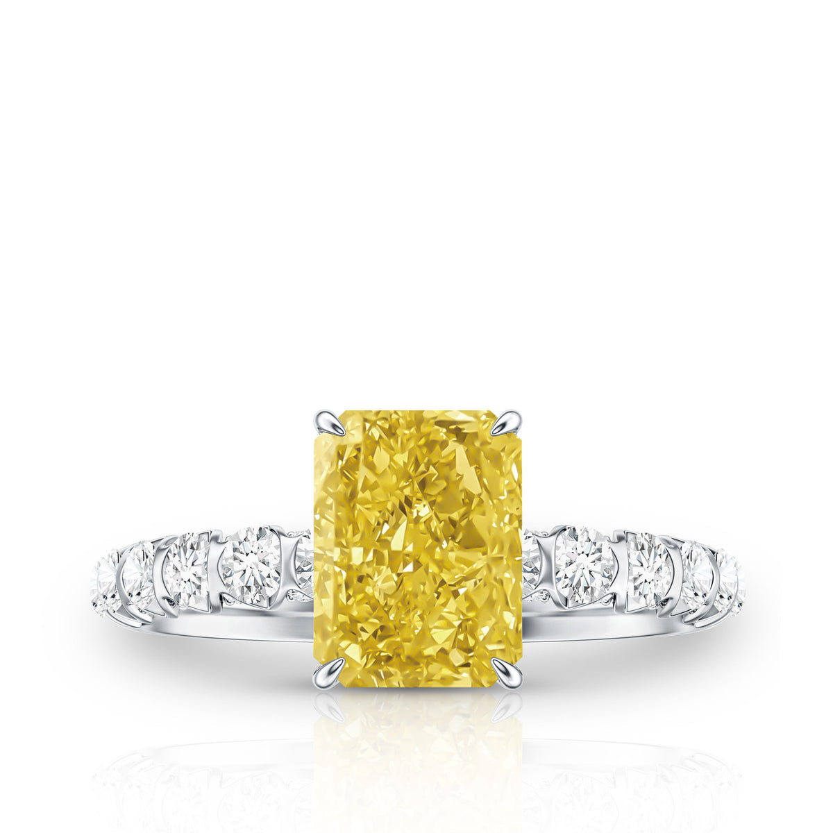 Rosec Jewels-IGI Graded 2 Carat Lab Grown Yellow and White Diamond Radiant Cut Engagement Ring