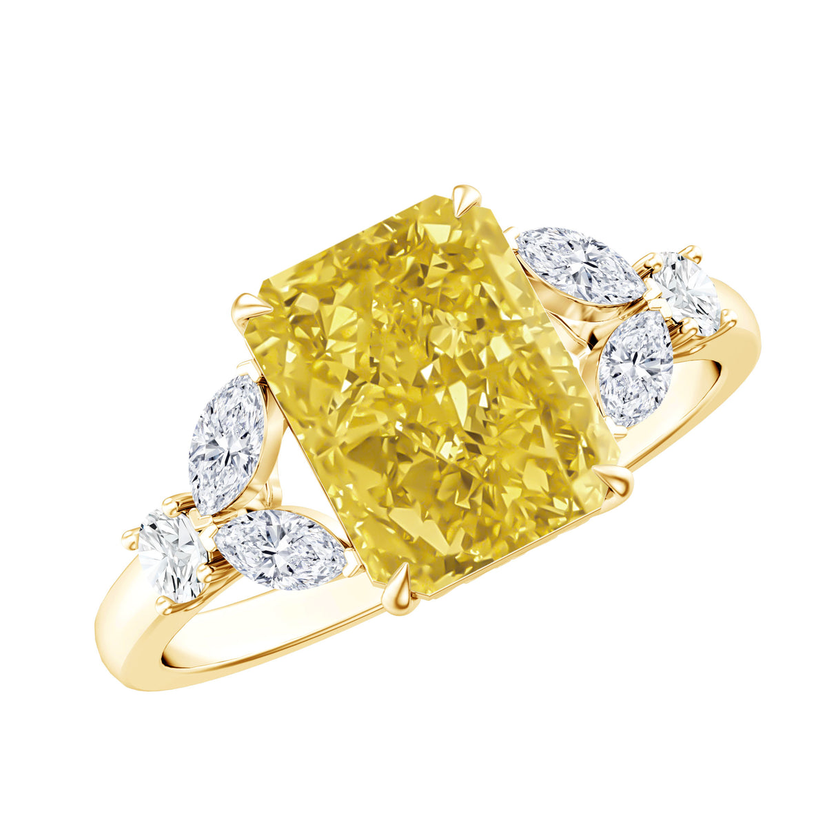 Rosec Jewels-Radiant Cut 2 Carat Lab Grown Yellow Diamond Engagement Ring with IGI Certificate