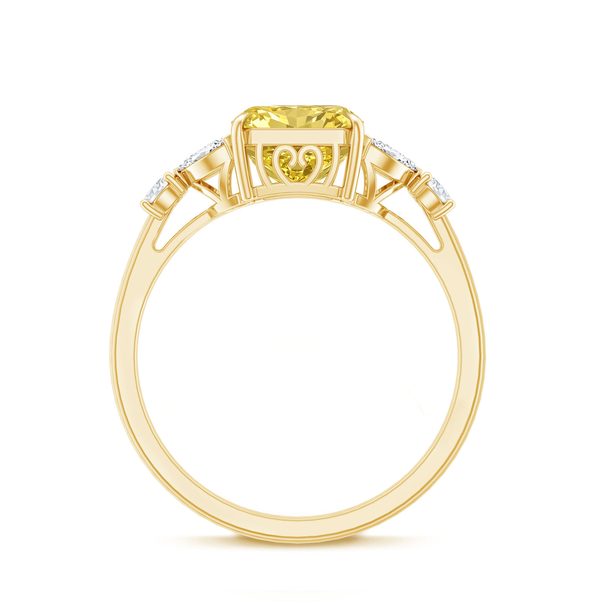 Rosec Jewels-Radiant Cut 2 Carat Lab Grown Yellow Diamond Engagement Ring with IGI Certificate