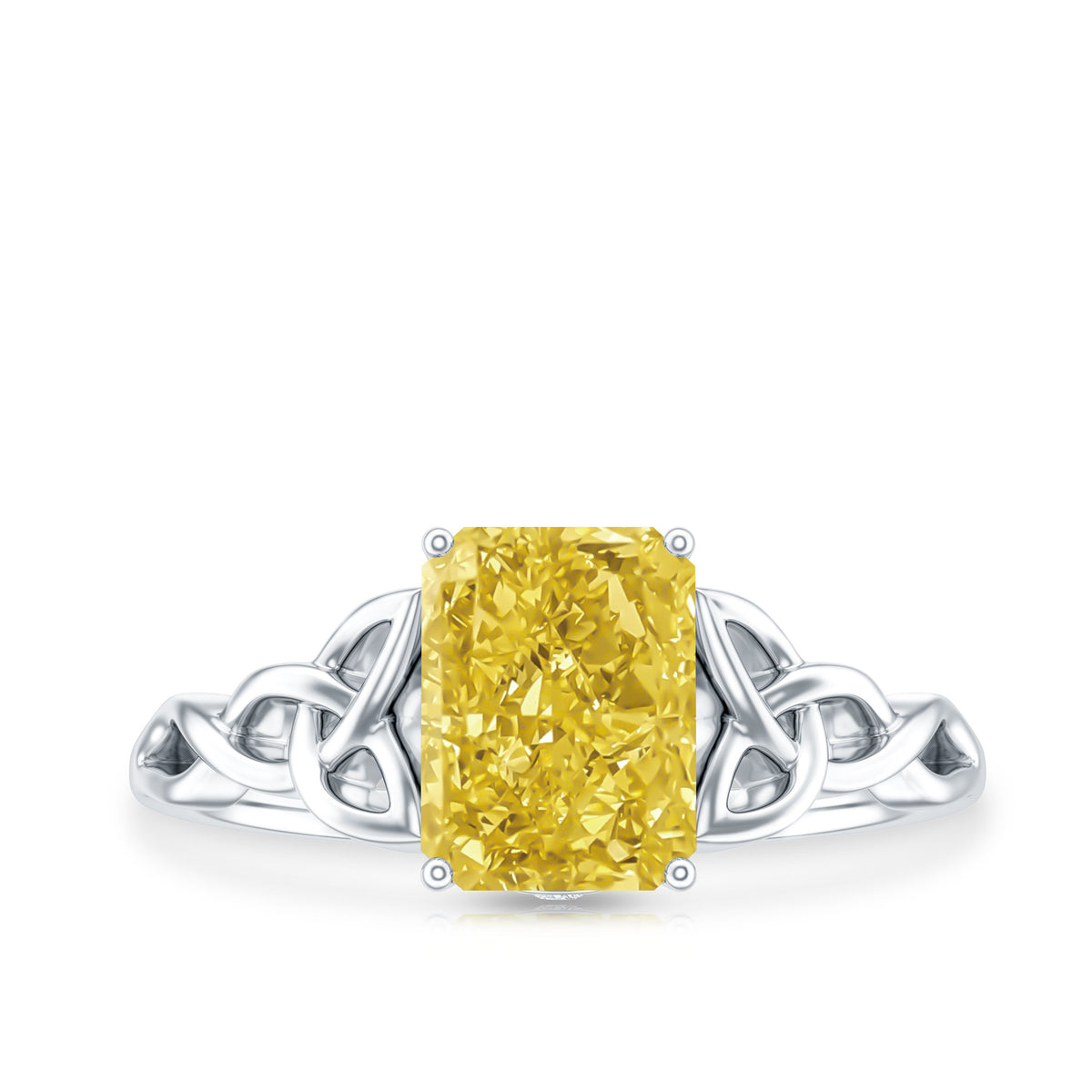 Rosec Jewels-IGI Verified Celtic Engagement Ring with 2 Carat Radiant Cut Lab Yellow Diamond