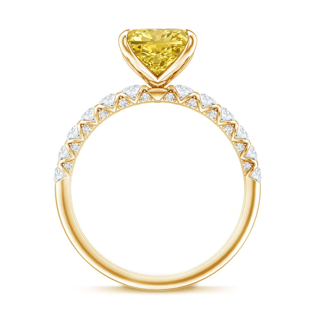 Rosec Jewels-3 Carat Radiant Cut Lab Yellow Diamond Statement Engagement Ring IGI Certified