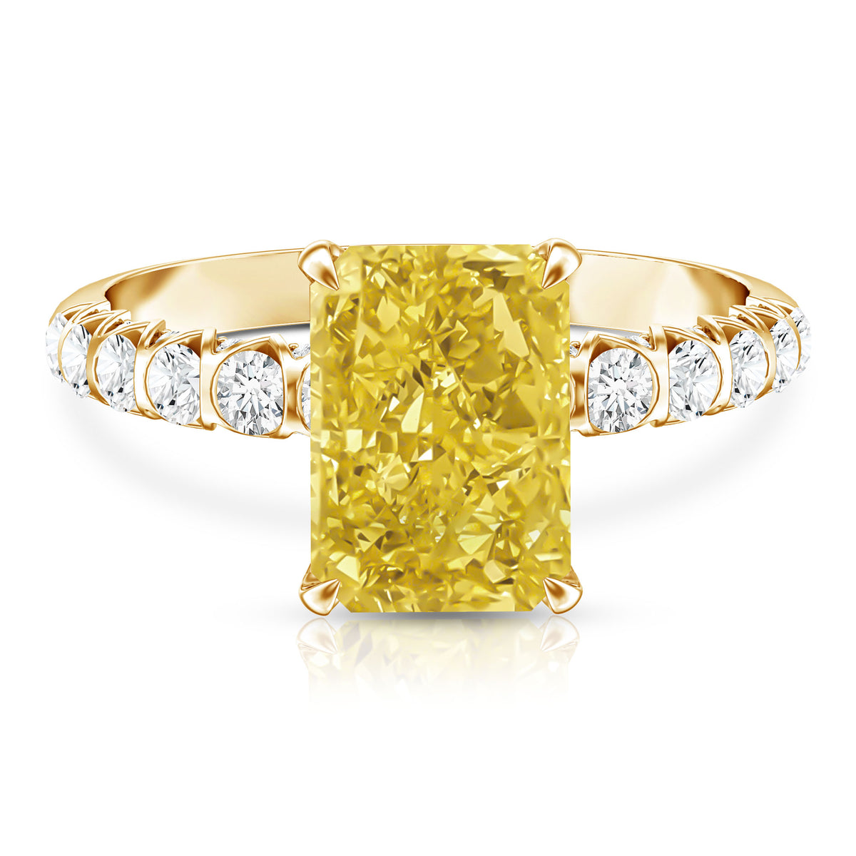 Rosec Jewels-3 Carat Radiant Cut Lab Yellow Diamond Statement Engagement Ring IGI Certified