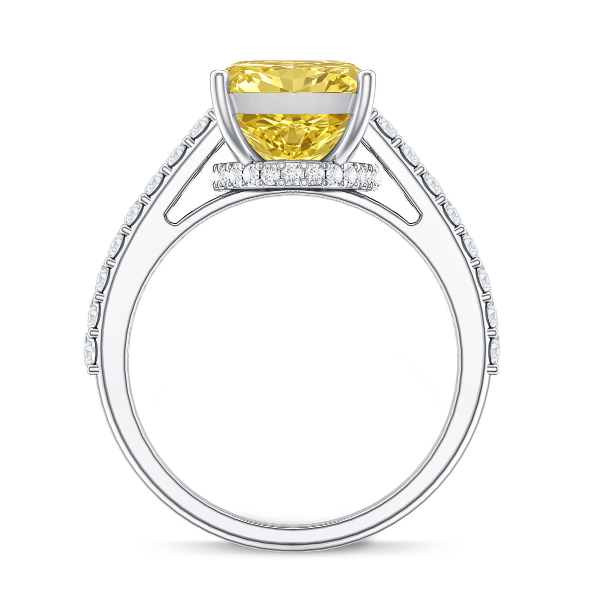 Rosec Jewels-IGI Certified 5 Carat Lab Yellow Diamond Radiant Cut Engagement Ring with Hidden Halo