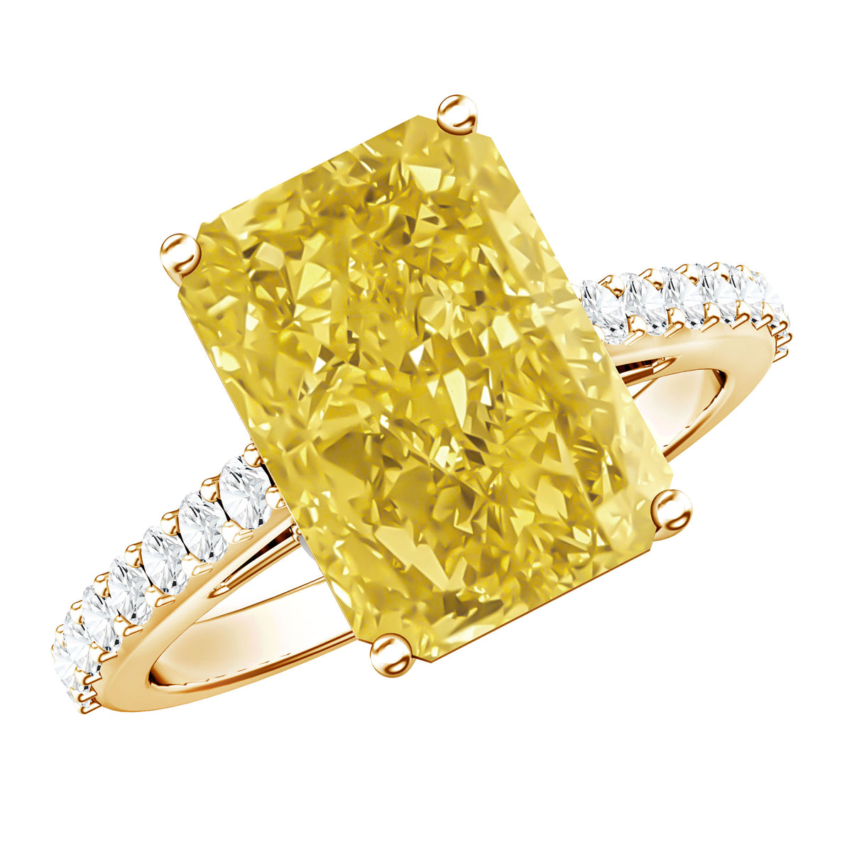 Rosec Jewels-IGI Certified 5 Carat Lab Yellow Diamond Radiant Cut Engagement Ring with Hidden Halo