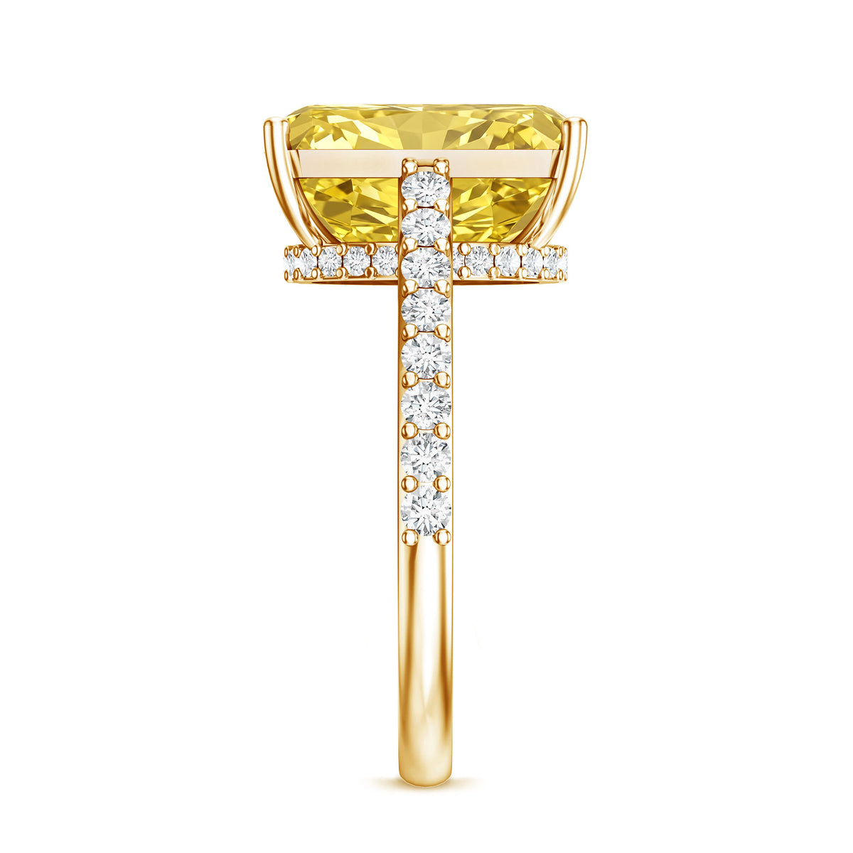Rosec Jewels-IGI Certified 5 Carat Lab Yellow Diamond Radiant Cut Engagement Ring with Hidden Halo
