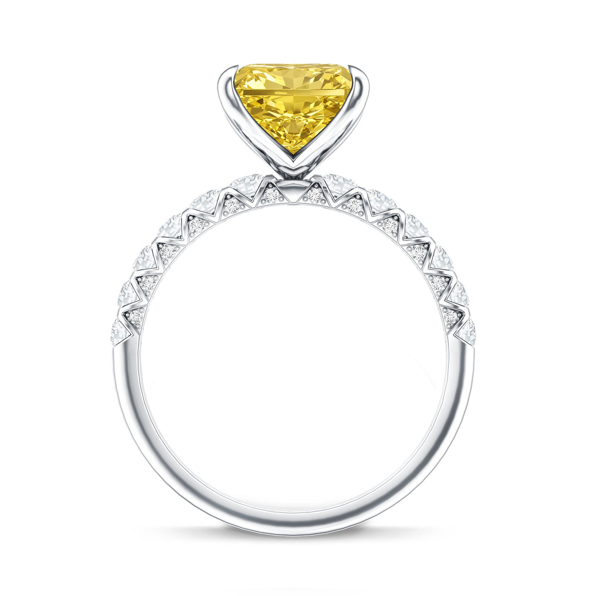 4 Carat Radiant Cut Lab Grown Yellow Diamond Engagement Ring IGI Certified Vivid Yellow - VS1 - Rosec Jewels