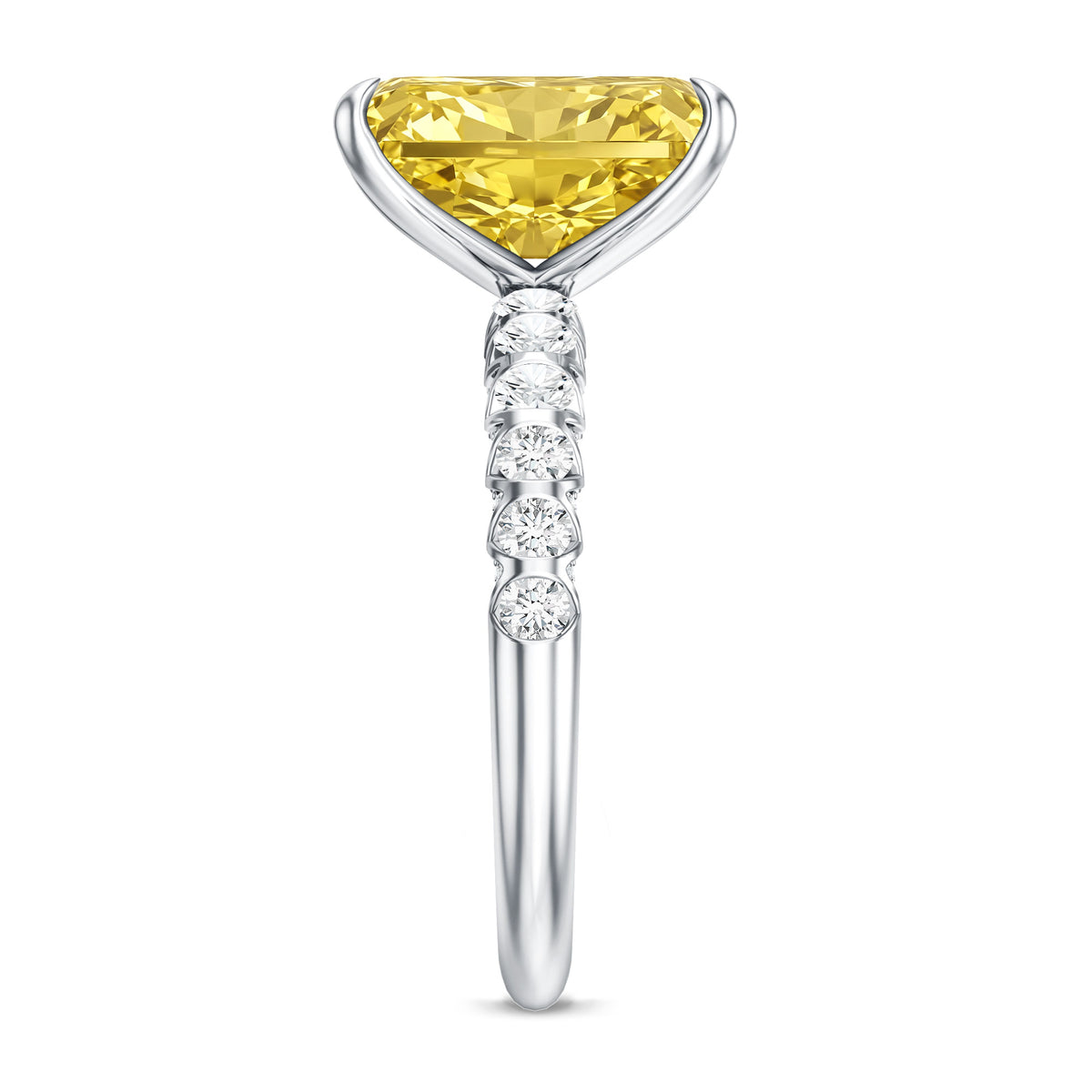 4 Carat Radiant Cut Lab Grown Yellow Diamond Engagement Ring IGI Certified Vivid Yellow - VS1 - Rosec Jewels