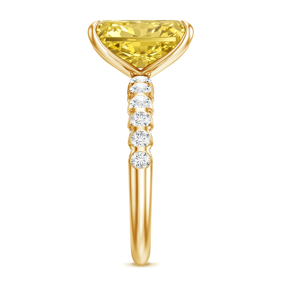 4 Carat Radiant Cut Lab Grown Yellow Diamond Engagement Ring IGI Certified Vivid Yellow - VS1 - Rosec Jewels