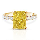 4 Carat Radiant Cut Lab Grown Yellow Diamond Engagement Ring IGI Certified Vivid Yellow - VS1 - Rosec Jewels