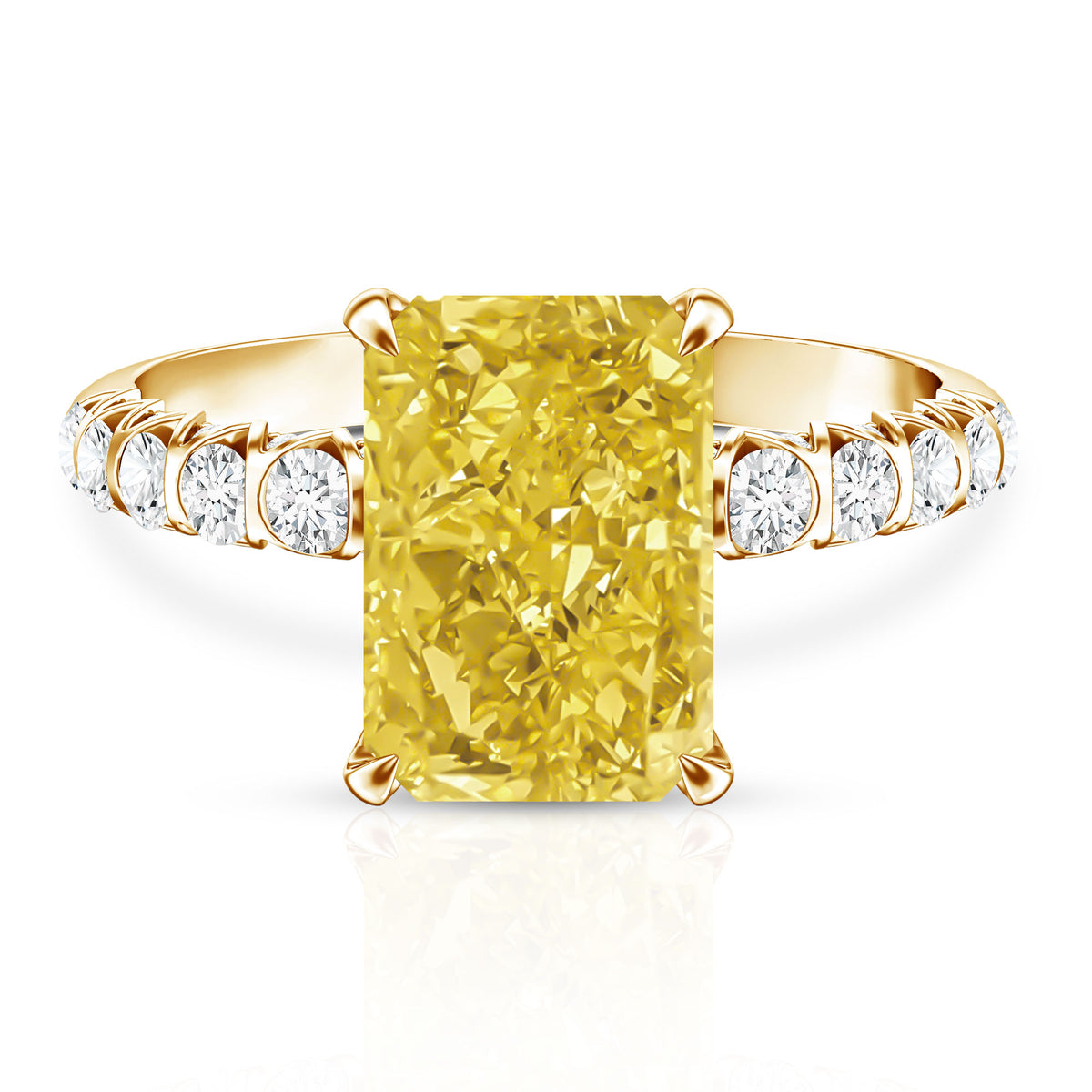 4 Carat Radiant Cut Lab Grown Yellow Diamond Engagement Ring IGI Certified Vivid Yellow - VS1 - Rosec Jewels