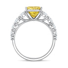 Rosec Jewels-Radiant Cut 4 Carat Lab Yellow Diamond Side Stone Engagement Ring IGI Certified