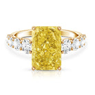 Rosec Jewels-IGI Graded Lab Grown 5 Carat Yellow Diamond Huge Engagement Ring with Side Stones