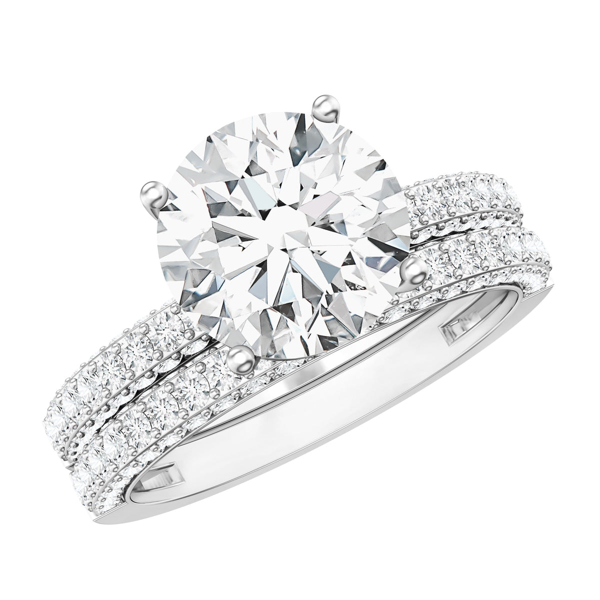 Rosec Jewels-IGI Verified Lab Grown Diamond 3 Carat Engagement Ring with Wedding Band