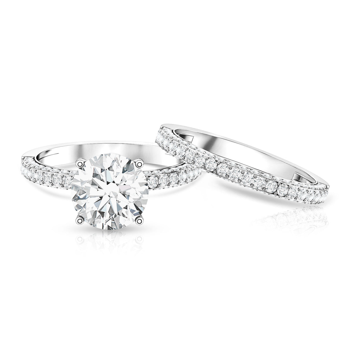 Rosec Jewels-IGI Verified Lab Grown Diamond 3 Carat Engagement Ring with Wedding Band
