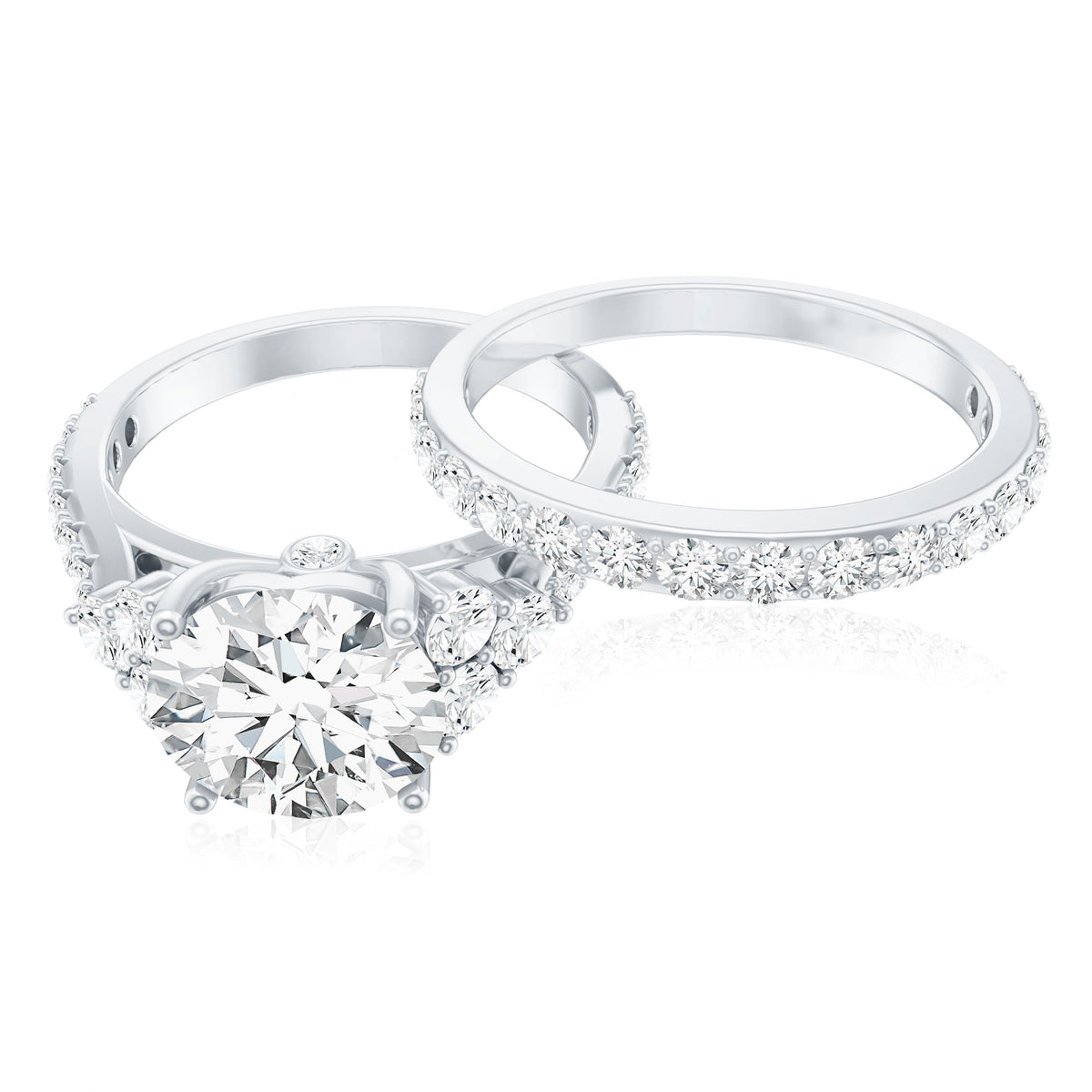 3 Carat Lab Diamond Engagement Ring Set with IGI Certificate Lab - ( E-VS1 ) - Rosec Jewels