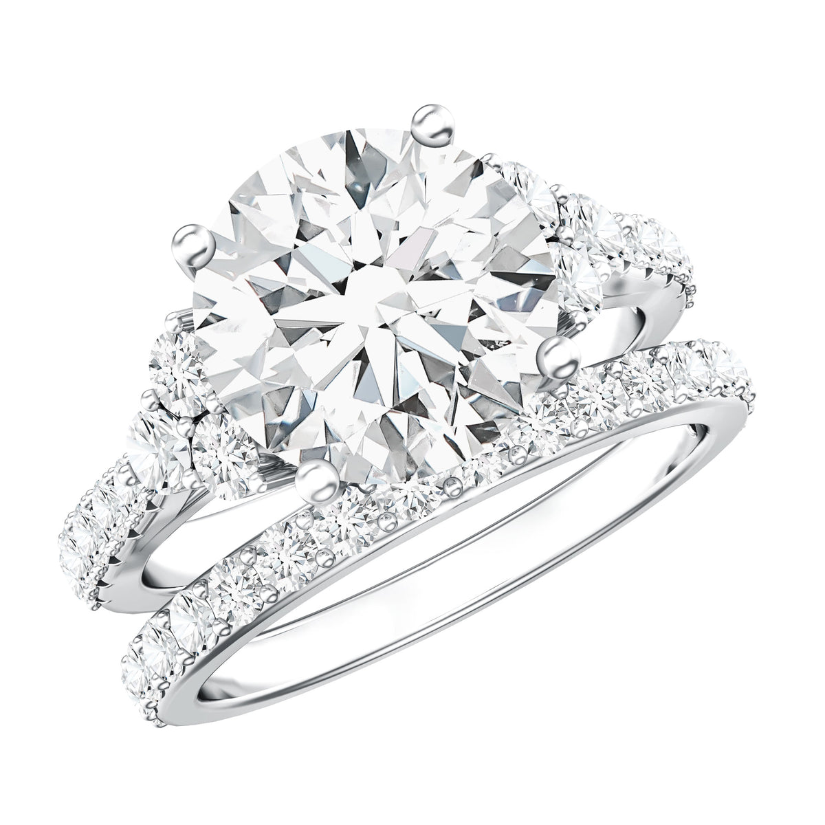 IGI Certified 4 Carat Lab Grown Diamond Engagement Ring with Enhancer Lab - ( E-VS1 ) - Rosec Jewels