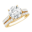 Rosec Jewels-IGI Graded 3 Carat Round Cut Lab Grown Diamond Engagement Ring with Band
