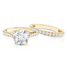 Rosec Jewels-IGI Graded 3 Carat Round Cut Lab Grown Diamond Engagement Ring with Band