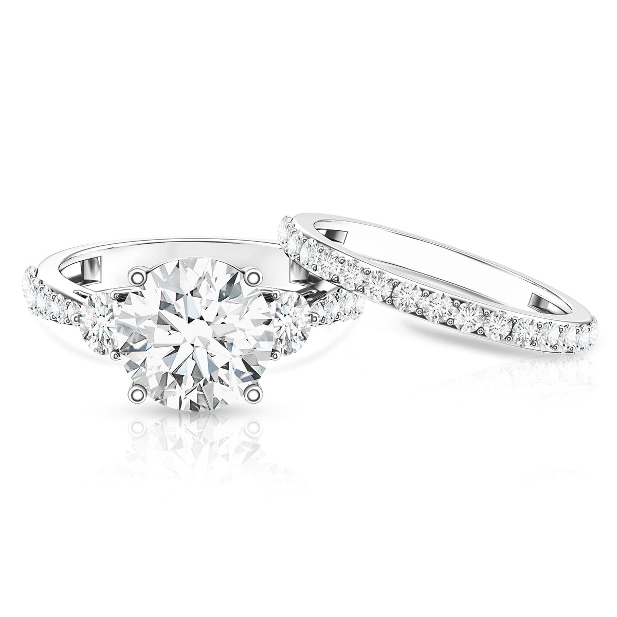 Rosec Jewels-IGI Certified Lab Grown Diamond 4 Carat Engagement Ring with Ring Guard
