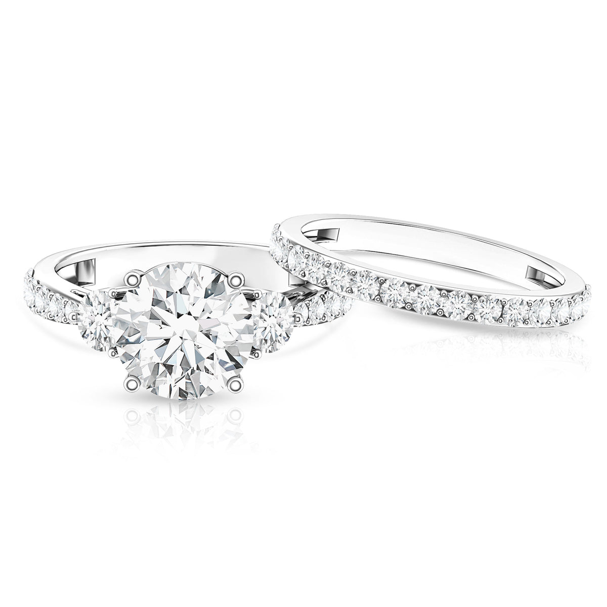 Rosec Jewels-IGI Documented 3 Carat Lab Grown Diamond Bridal Ring Set