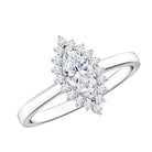 Elongated Marquise Cut Lab Grown Diamond Halo Engagement Ring for Her Lab - ( EF-VS ) - Rosec Jewels