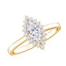 Elongated Marquise Cut Lab Grown Diamond Halo Engagement Ring for Her Lab - ( EF-VS ) - Rosec Jewels