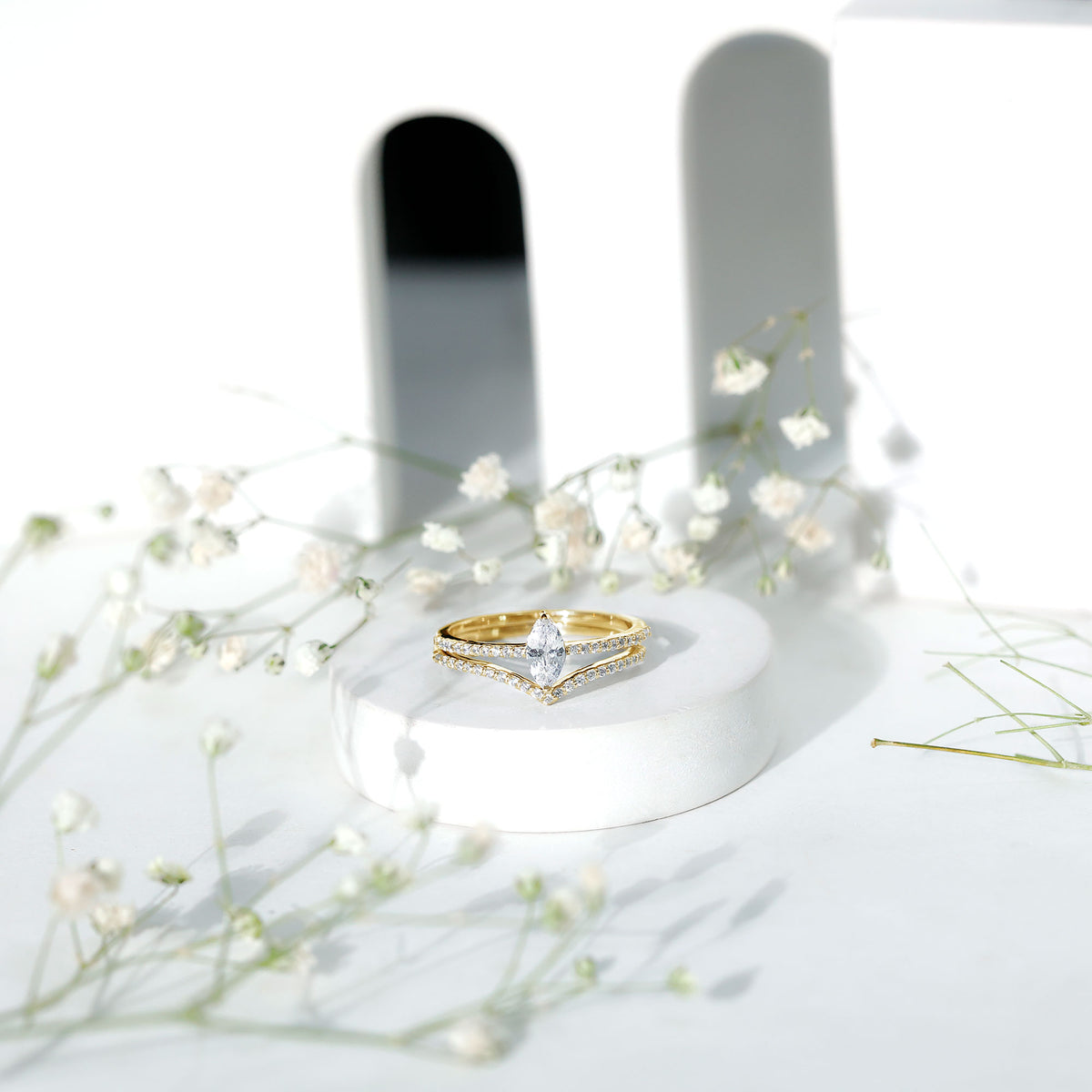 Marquise Cut Lab Grown Diamond Bridal Ring Set for Her Lab - ( EF-VS ) - Rosec Jewels