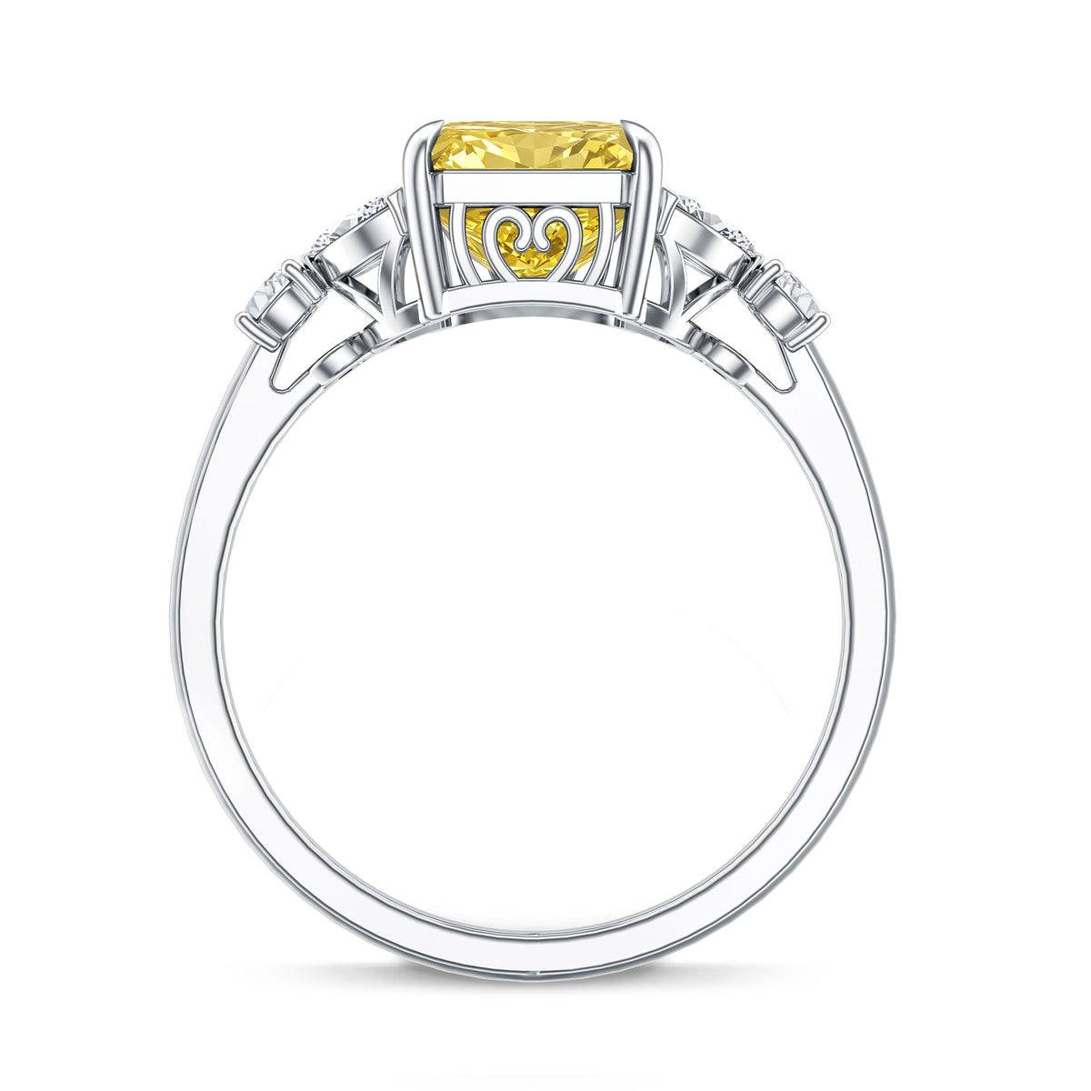 Rosec Jewels-3 Carat Radiant Cut Lab Yellow Diamond Designer Engagement Ring IGI Certified