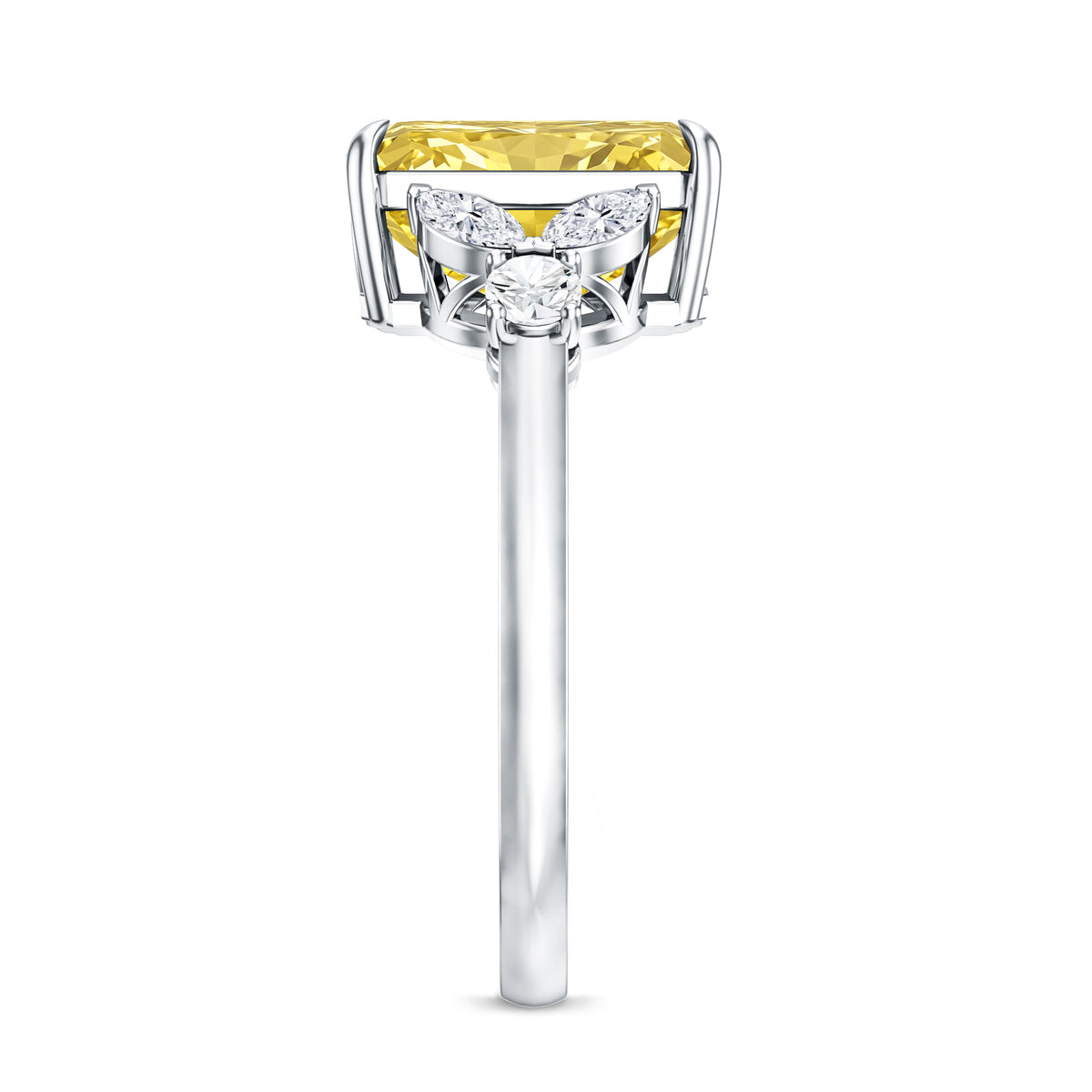 Rosec Jewels-3 Carat Radiant Cut Lab Yellow Diamond Designer Engagement Ring IGI Certified