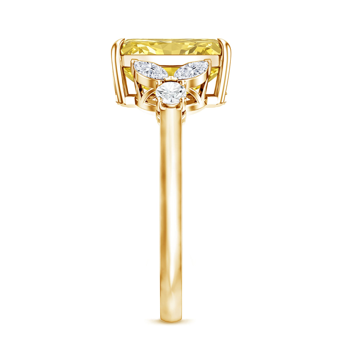 Rosec Jewels-3 Carat Radiant Cut Lab Yellow Diamond Designer Engagement Ring IGI Certified