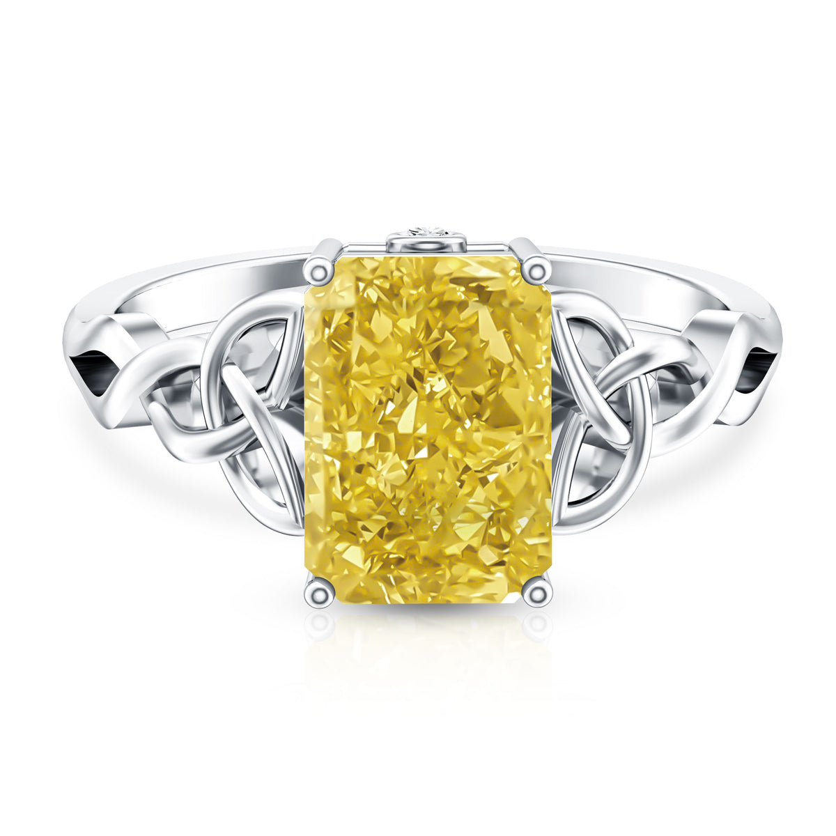 Rosec Jewels-IGI Certified Celtic Design Engagement Ring with Radiant Cut 3 Carat Lab Grown Diamond