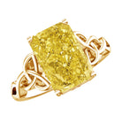 Rosec Jewels-4 Carat Radiant Cut Lab Yellow Diamond Celtic Knot Engagement Ring with IGI Certificate