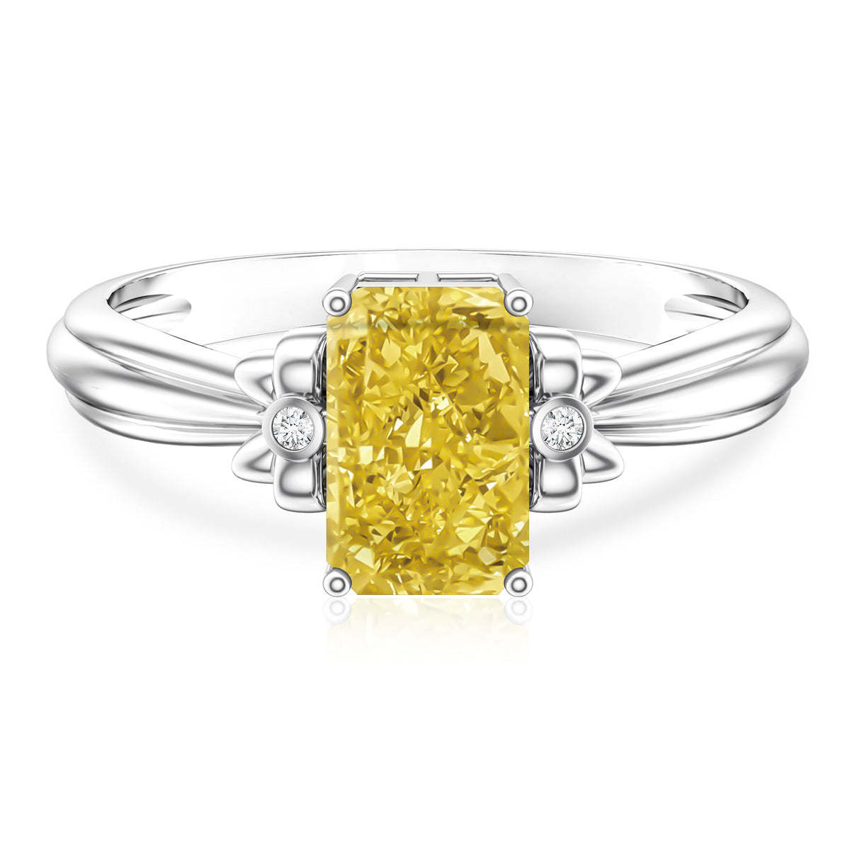Rosec Jewels-IGI Graded Lab Grown 2 Carat Yellow Diamond Radiant Cut Engagement Ring