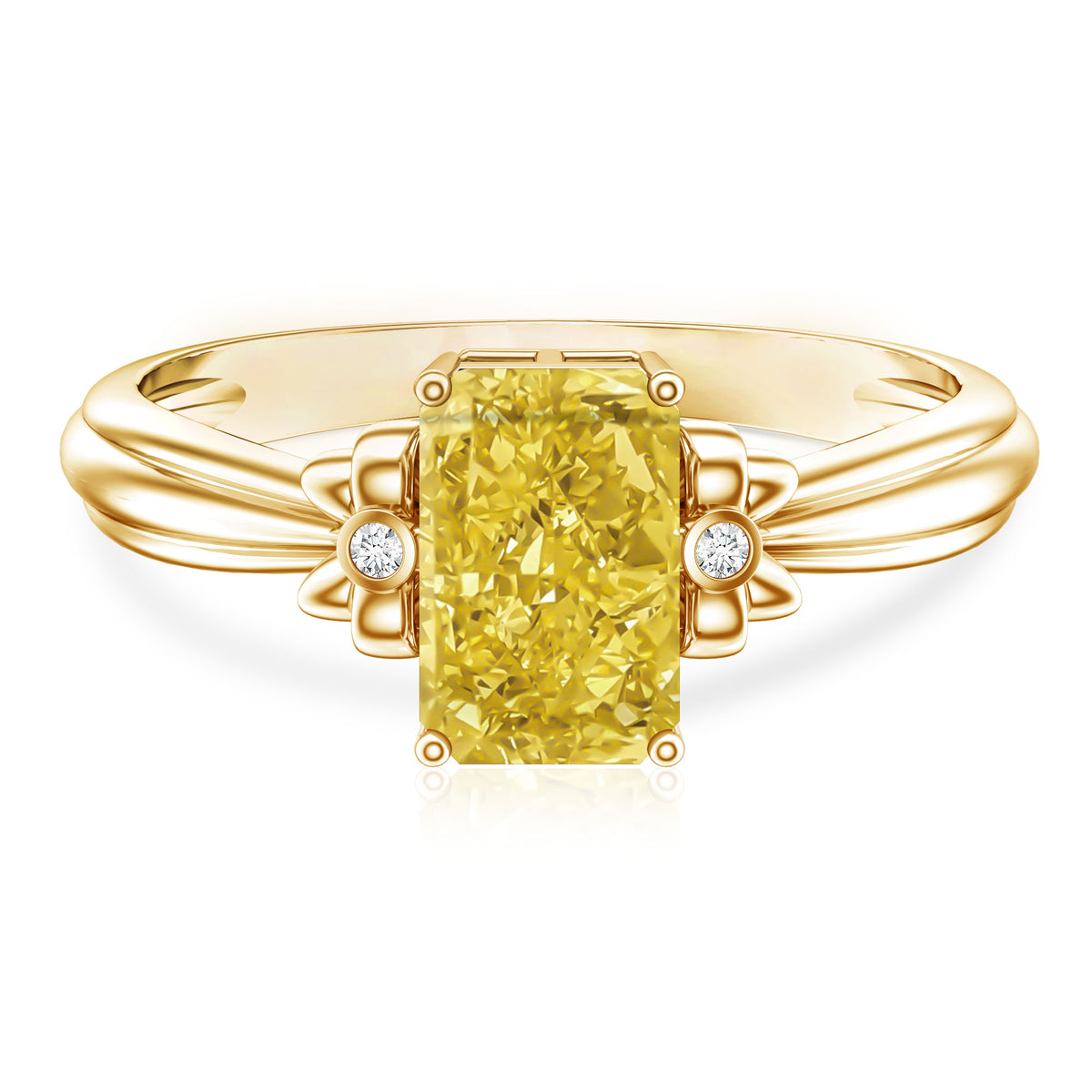 Rosec Jewels-IGI Graded Lab Grown 2 Carat Yellow Diamond Radiant Cut Engagement Ring