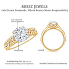Rosec Jewels-3 Carat Cushion Cut Lab Grown Diamond Vintage Engagement Ring with IGI Certificate