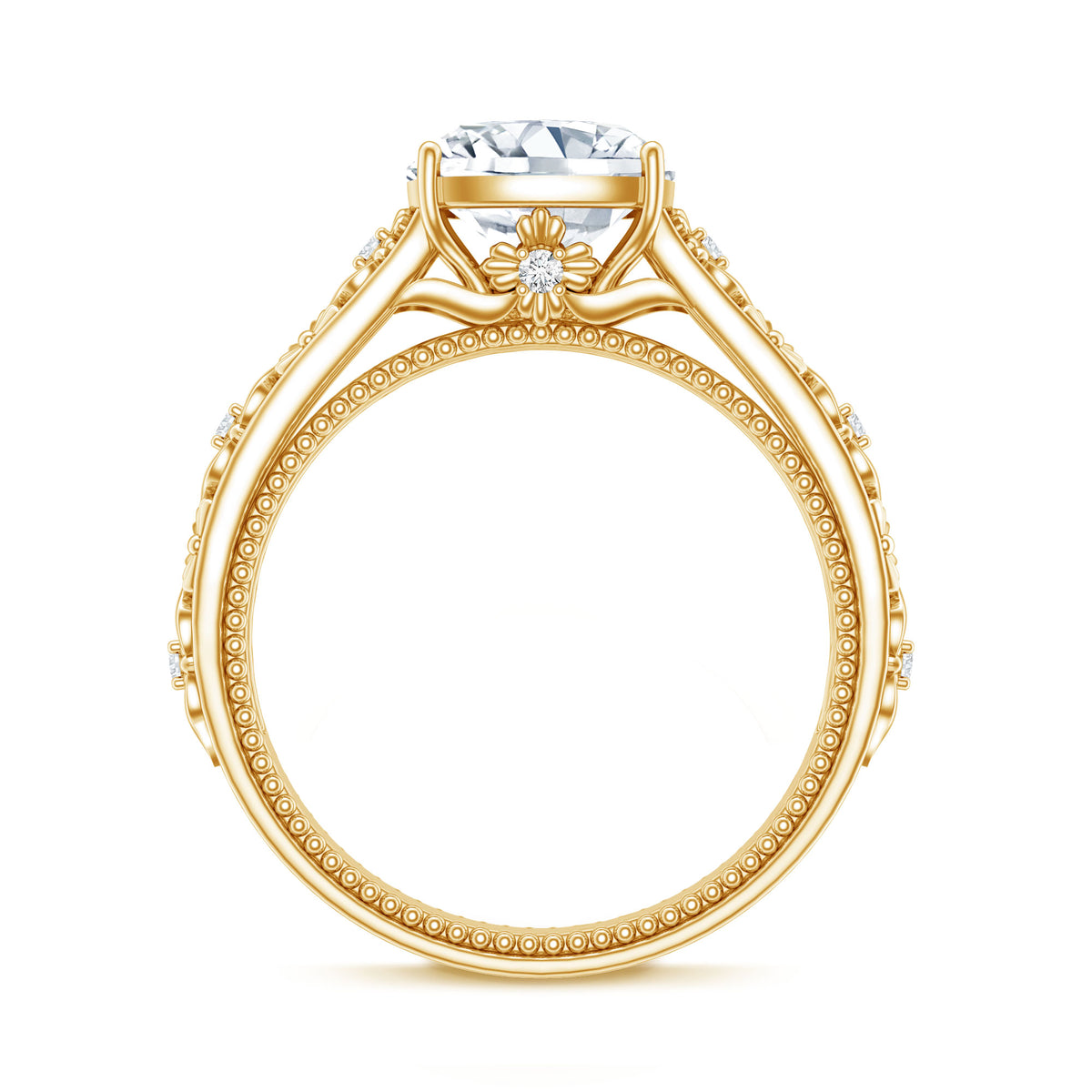Rosec Jewels-3 Carat Cushion Cut Lab Grown Diamond Vintage Engagement Ring with IGI Certificate