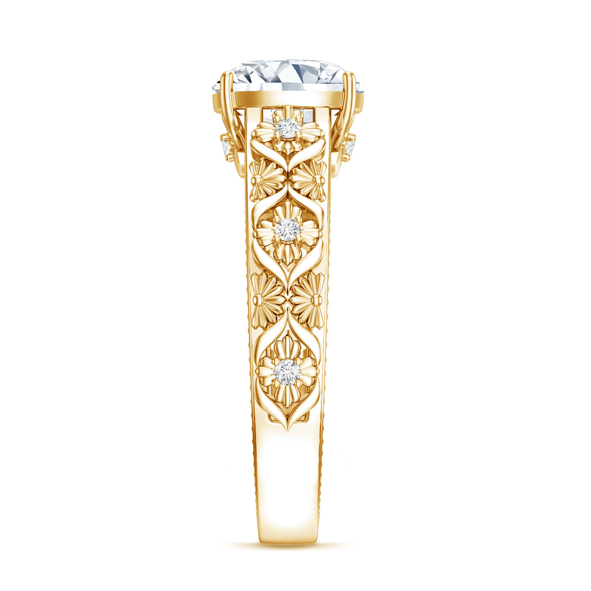 Rosec Jewels-3 Carat Cushion Cut Lab Grown Diamond Vintage Engagement Ring with IGI Certificate