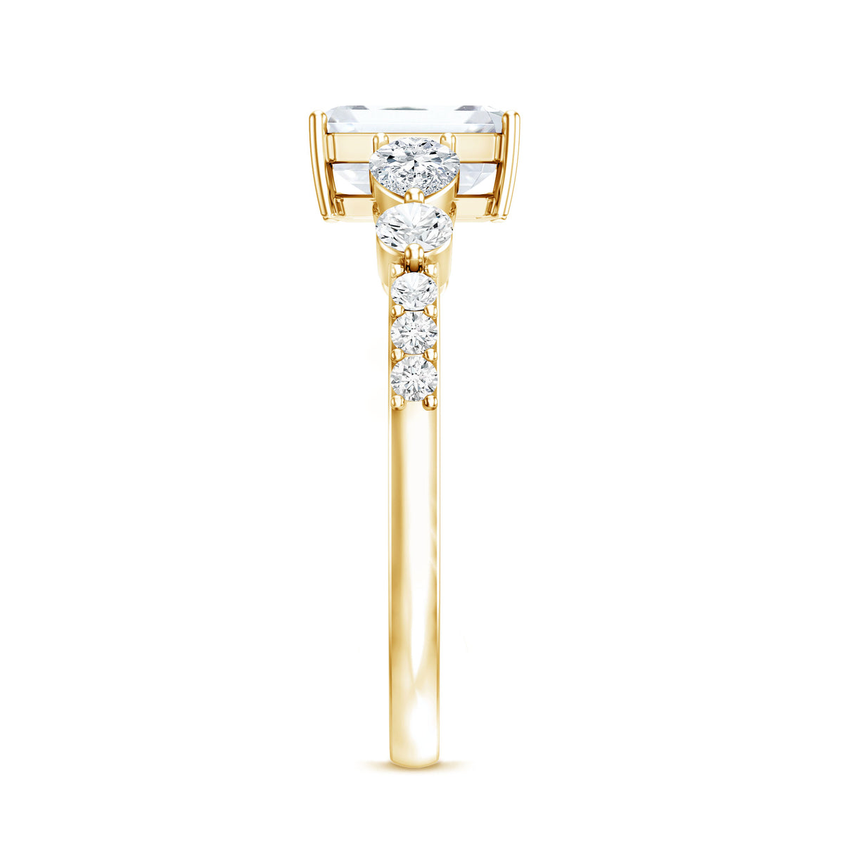 Rosec Jewels-IGI Verified 2 Carat Emerald Cut Lab Grown Diamond Engagement Ring with Side Stones
